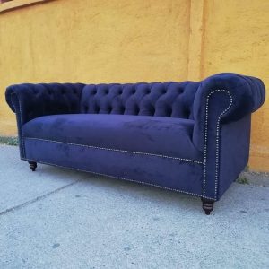 Sofá Capitoné de 3 Cuerpos Azul eléctrico