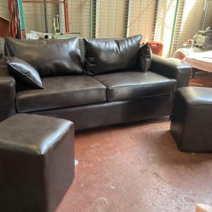 Sofá de 3 Cuerpos Liso en PU Cafe