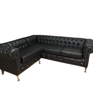 Sofá Capitoné 4 Cuerpos en L PU Negro