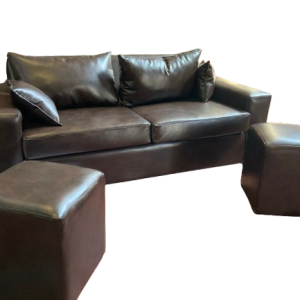 Sofá de 3 Cuerpos Liso en PU Cafe