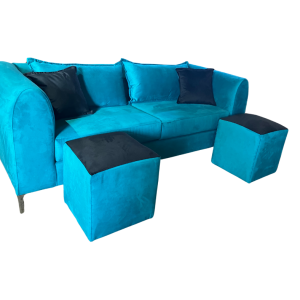 Sofá 3 cuerpos liso + puff