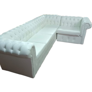 Sofá Capitoné en L PU Blanco