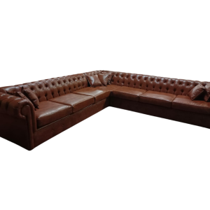 Sofá Capitoné 6 Cuerpos en L PU Habano