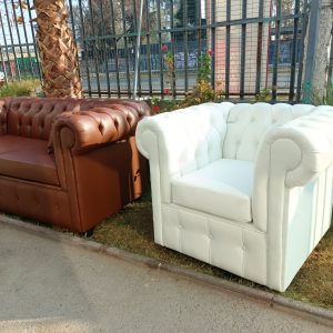 Sofá Capitoné 1 Cuerpo en PU Café