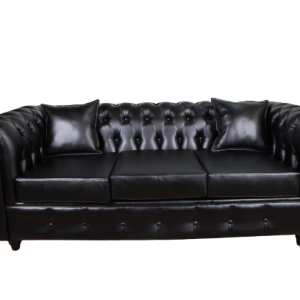 Sofá Capitoné 3 Cuerpos en PU Negro