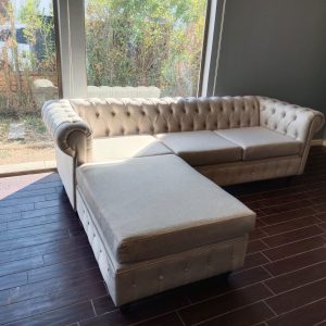 Sofa Capitone en L Con Butaca movible